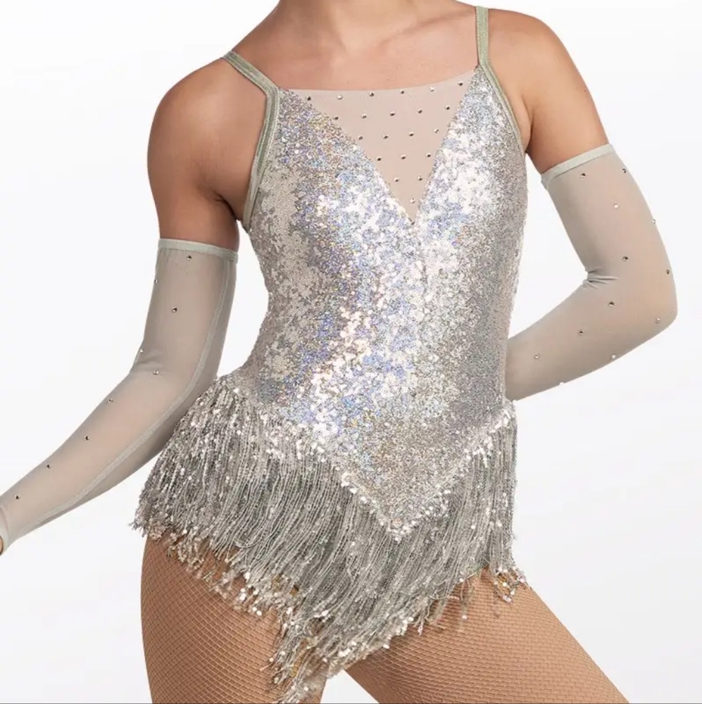 Weissman Little Swing Silver Sequin Fringe Dance Costume